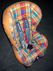 A child is protected from crash injury with a restraint seat