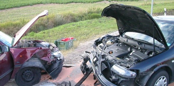 The crumple zone on the front of these vehicles absorbed the collision impact